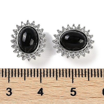 Natural Obsidian Sew on Rhinestone KK-P283-02A-P-1