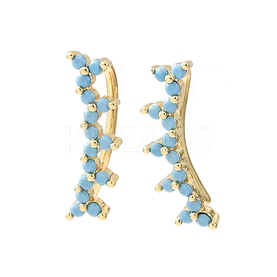 Brass Micro Pave Cubic Zirconia Stud Crawler Earrings KK-CBAA351-18G-01-1