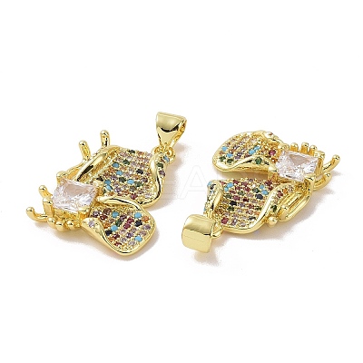 Brass Micro Pave Cubic Zirconia Pendants ZIRC-I063-30B-1