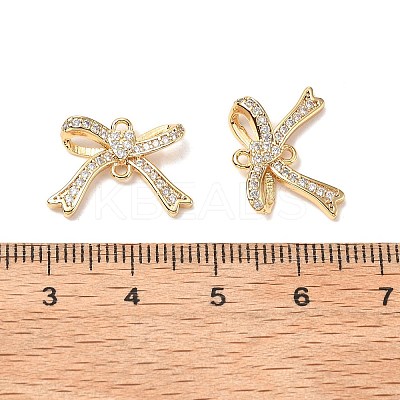 Brass Micro Pave Clear Cubic Zirconia Connector Charms KK-A259-37G-1