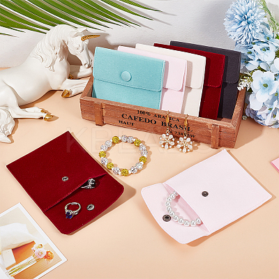 10Pcs 5 Colors Square Velvet Jewelry Bags TP-CP0001-04-1