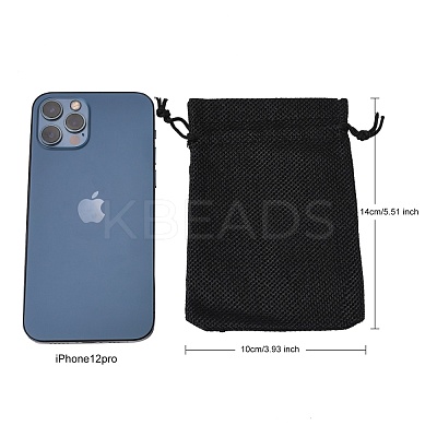 Polyester Imitation Burlap Packing Pouches Drawstring Bags ABAG-R005-14x10-09-1