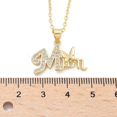 Mother's Day Brass Micro Pave Clear Cubic Zirconia Pendant Necklaces for Women LS-NJEW-Q021-01A-G-1