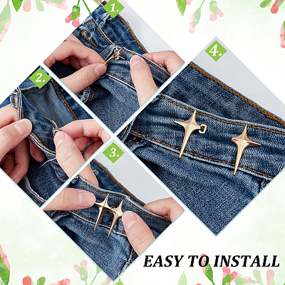 8 Sets 4 Colors Sparkling Star Shape Alloy Adjustable Jean Button Pins DIY-FG0004-87-1