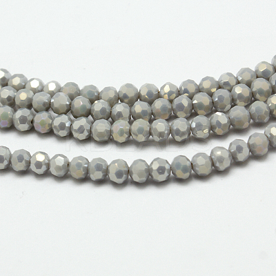 Faceted(32 Facets) Round Full Rainbow Plated Imitation Jade Electroplate Glass Beads Strands EGLA-J130-FR11-1