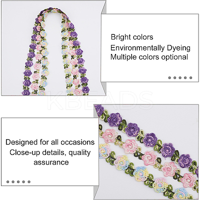 6 Yards 3 Colors Flower Polyester Lace Trim OCOR-GF0003-17-1