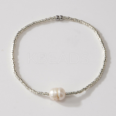 Imitation Pearl & Glass Seed Bead Stretch Bracelets for Women NJ9716-2-1