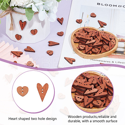 200Pcs 2 Styles Wood Buttons FIND-GO0001-91-1