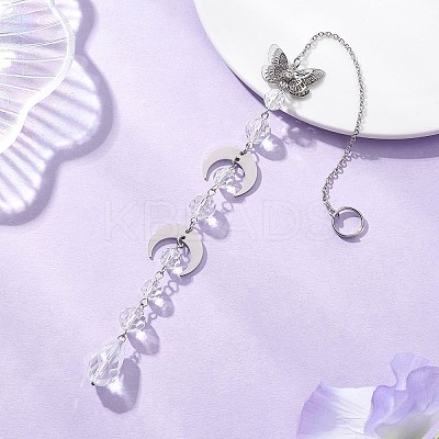 Glass Teardrop Window Hanging Suncatchers HJEW-JM04546-1