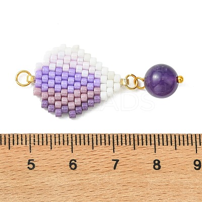 304 Stainless Steel & Glass Cylinder Seed Beads & Glass Pendnats PALLOY-MZ01446-01-1