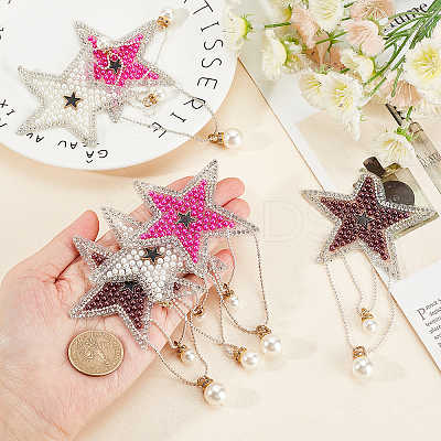 6Pcs 3 Colors Glass Hotfix Rhinestone Iron on Patches DIY-AR0002-28-1