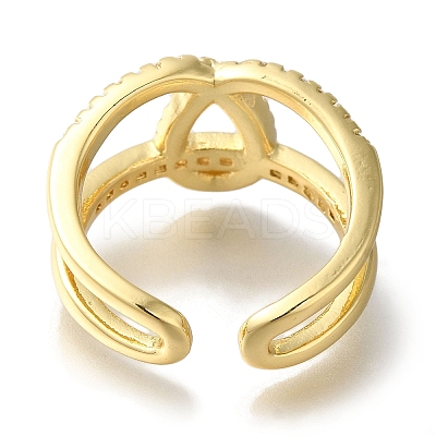 Rack Plating Knot Brass Clear Cubic Zirconia Open Cuff Rings RJEW-S411-29G-1