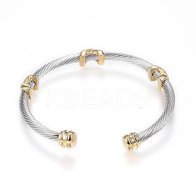 316 Surgical Stainless Steel Torque Cuff Bangles BJEW-D437-A10-1