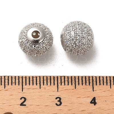 Rhodium Plated 925 Sterling Silver Micro Pave Cubic Zirconia Beads STER-H110-24C-01P-1