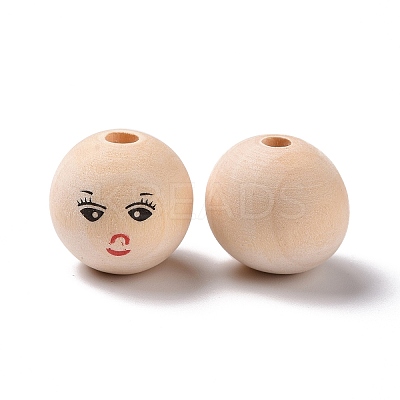 Printed Wood European Beads WOOD-C001-03A-03-1