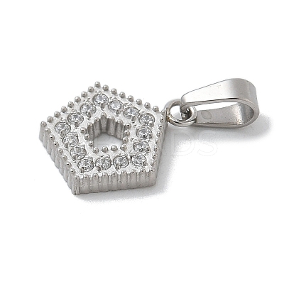 Ion Plating(IP) 304 Stainless Steel Micro Pave Cubic Zirconia Pendants STAS-Z107-06P-06-1