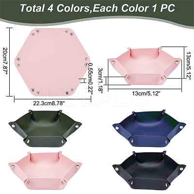 4Pcs 4 Colors PU Leather Storage Tray Box with Snap Button AJEW-WR0001-79-1