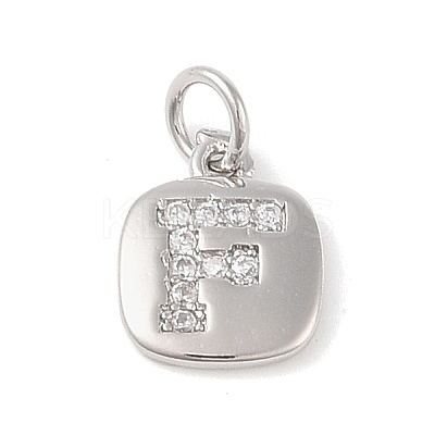 Rack Plating Brass Micro Pave CLear Cubic Zirconia Charms KK-E110-14P-F-1