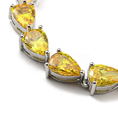 Rack Plating Brass Pave Cubic Zirconia Teardrop Links Bracelets for Women BJEW-H604-01P-04-1