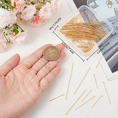 160Pcs 4 Styles Brass Flat Head Pins KK-BBC0009-48-1