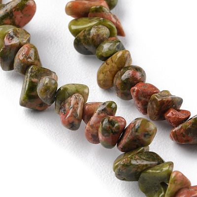 Natural Unakite Beads Strands LS-G-G0003-B13-1