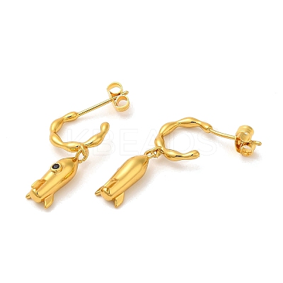 Cubic Zirconia Rocket Dangle Stud Earrings EJEW-A101-03G-1
