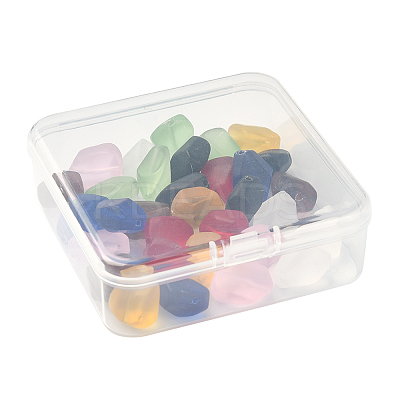 32Pcs 8 Colors Transparent Frosted Glass Beads Strands GLAA-FS0001-60-1
