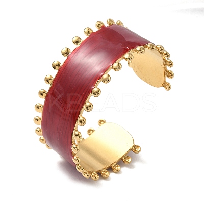 304 Stainless Steel Enamel Cuff Bangles for Women LS-BJEW-F518-03C-G-1