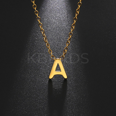 201 Stainless Steel Initial Pendant Necklaces FS-WG78A3B-01-1