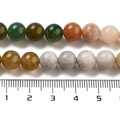 Natural Bamboo Leaf Agate and Indian Agate Beads Strands G-B095-A04-02-1