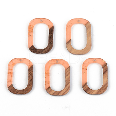 Transparent Resin & Walnut Wood Pendants RESI-S389-031A-B04-1