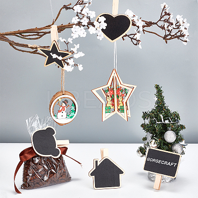 24 Pcs 6 Styles Wooden Blackboard Clip DIY-GF0003-59-1