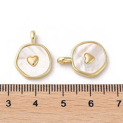 Rack Plating Brass Pendants with Natural Shell X-KK-K332-40G-1
