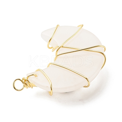 Natural Rose Quartz Copper Wire Wrapped Pendants PALLOY-JF01639-04-1