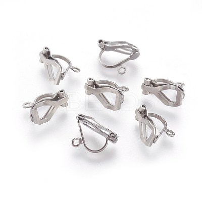 Tarnish Resistant 304 Stainless Steel Clip-on Earrings Components STAS-F188-07P-1