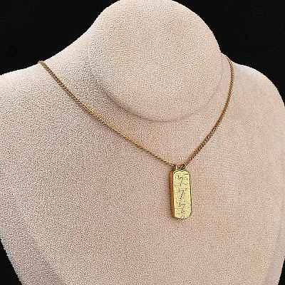 304 Stainless Steel Rectangle Number Pendant Necklaces NJEW-D300-01G-07-1