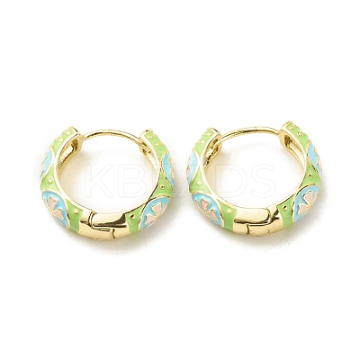 Flower Enamel Hoop Earrings EJEW-G290-04G-A-1