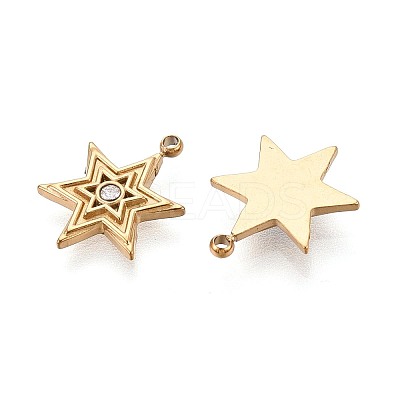 304 Stainless Steel Micro Pave Cubic Zirconia Charms STAS-N115-53G-1