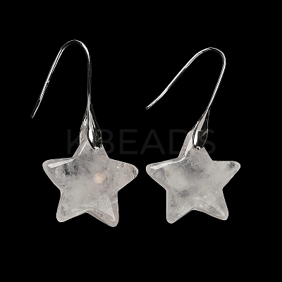 Natural Quartz Crystal Star Dangle Earrings EJEW-I315-03P-09-1
