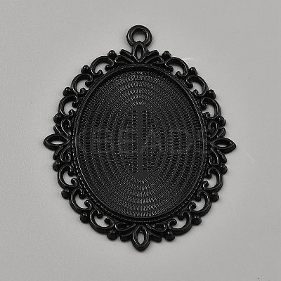 Oval Alloy Cabochon Pendants Settings Making DIY-WH20002-21B-1