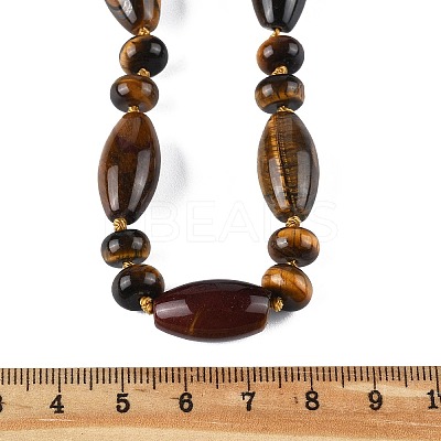 Natural Tiger Eye Beaded Necklaces NJEW-S388-13-1
