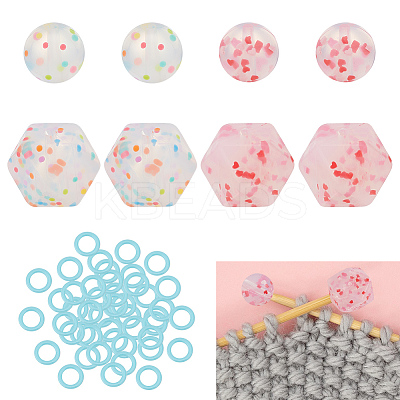 16Pcs 4 Styles Cornerless Cube & Round Silicone Knitting Needle Stoppers DIY-GO0001-91-1
