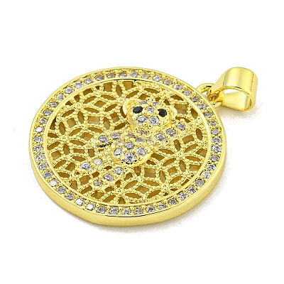 Rack Plating Brass Micro Pave Clear Cubic Zirconia Pendants KK-B091-47G-1