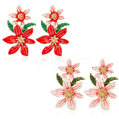 2 Pairs 2 Colors 3D Flower of Life Enamel Dangle Stud Earrings EJEW-FI0001-26-1