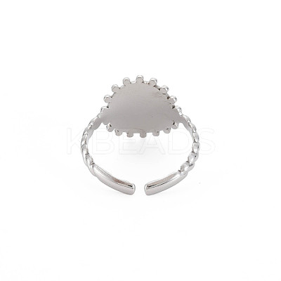 Non-Tarnish 304 Stainless Steel Flat Round with Initial Letter Open Cuff Ring for Men Women RJEW-S405-246P-D-1