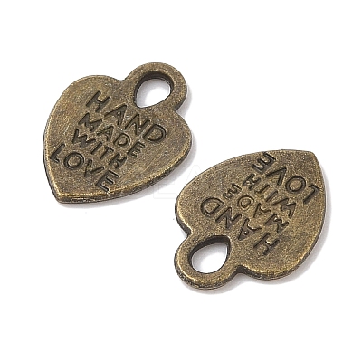 Tibetan Style Alloy Heart Charms TIBEP-Q035-07AB-NR-1