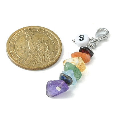 Chakra Natural Gemstone Chips Pendant Decoration HJEW-JM01081-1
