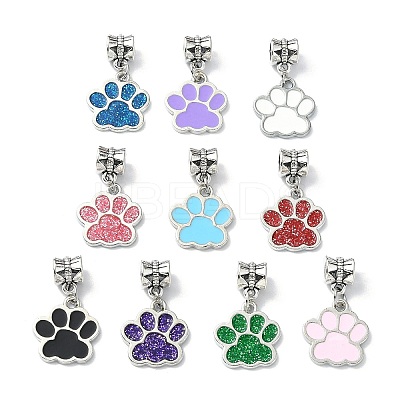Dog Paw Print Alloy Enamel European Dangle Charms PALLOY-JF02524-1