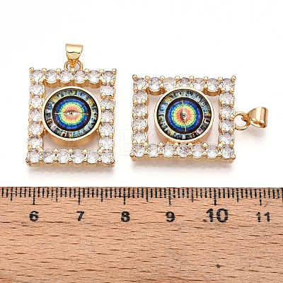 Brass Micro Pave Clear Cubic Zirconia Pendants for Women KK-T070-91A-04-1