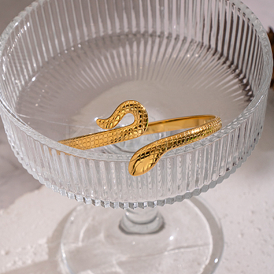 Snake Shaped 304 Stainless Steel Open Cuff Bangles for Women QJ2255-1